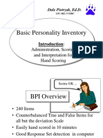Basic Personality Inventory: Administration, Scoring and Interpretation For Hand Scoring