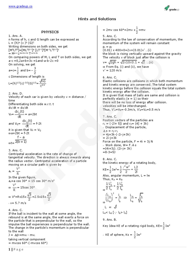 NEET Previous Year Answer Hint and Solutions - PDF 58 PDF | PDF ...