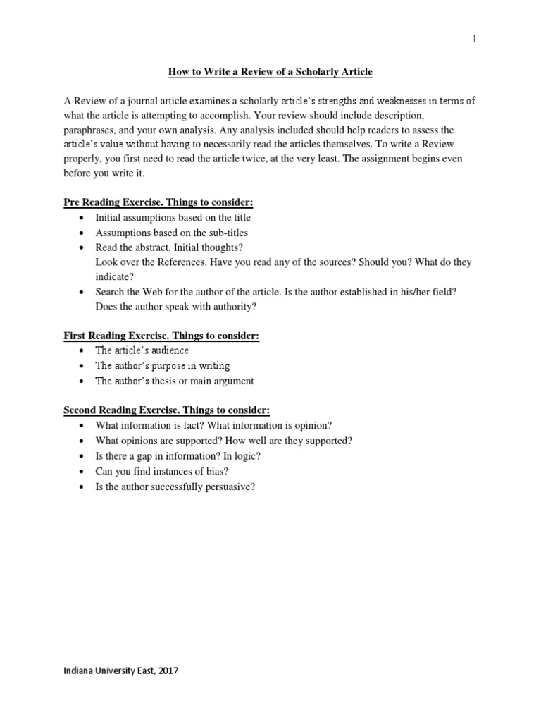 Writing a Scholarly Article Review | PDF | Argument | Academic Publishing