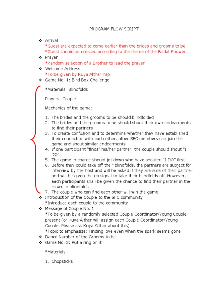 Bridal Shower Program PDF Bride Wedding