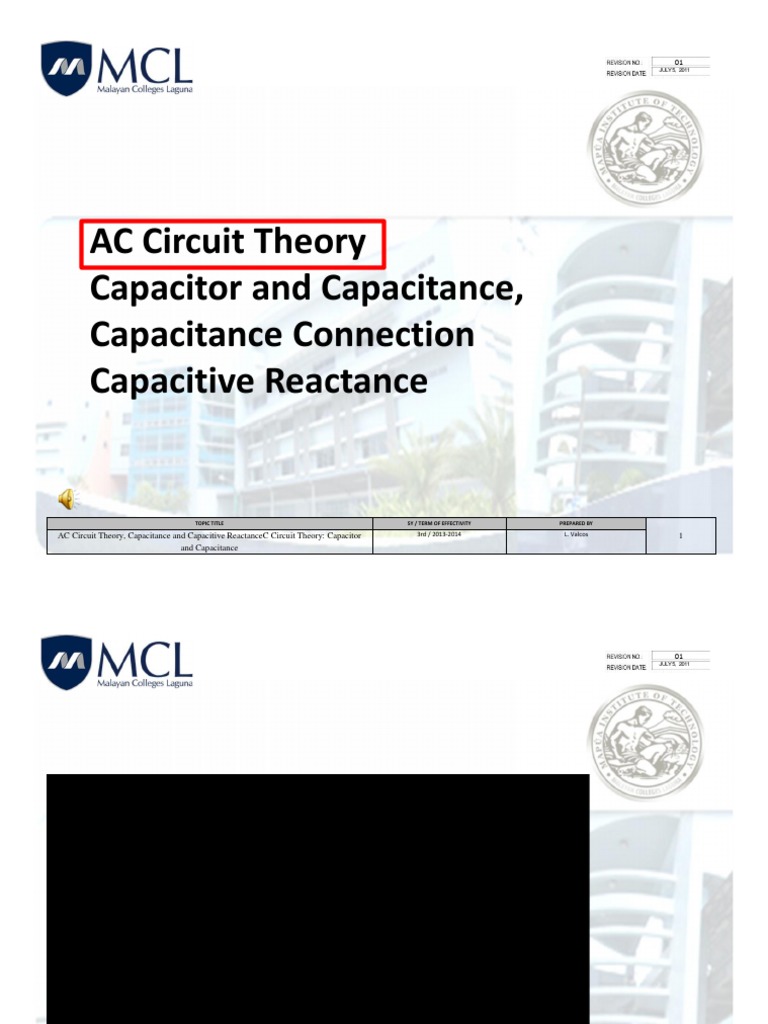 5 AC Circuit Theory, Capacitance and Capacitive Reactance PDF PDF