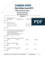 JEE Main Online Chemistry Memory Based Paper