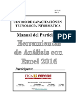 Manual de Herramientas de Análisis Con Excel 2016 56pag FZ