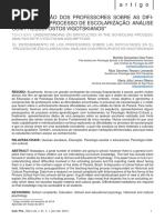 A Compreensão Dos Professores Sobre as Dificuldades No Processo de Escolarização
