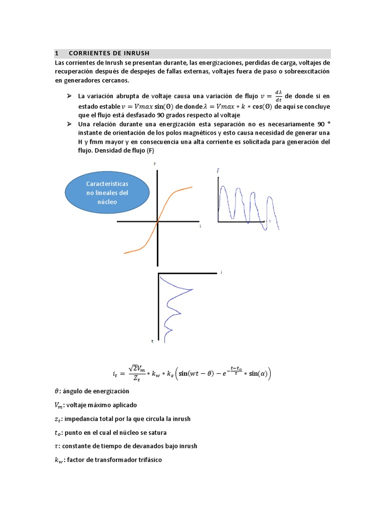 Resumen Corrientes de Inrush | PDF | Transformador | Ciencias fisicas