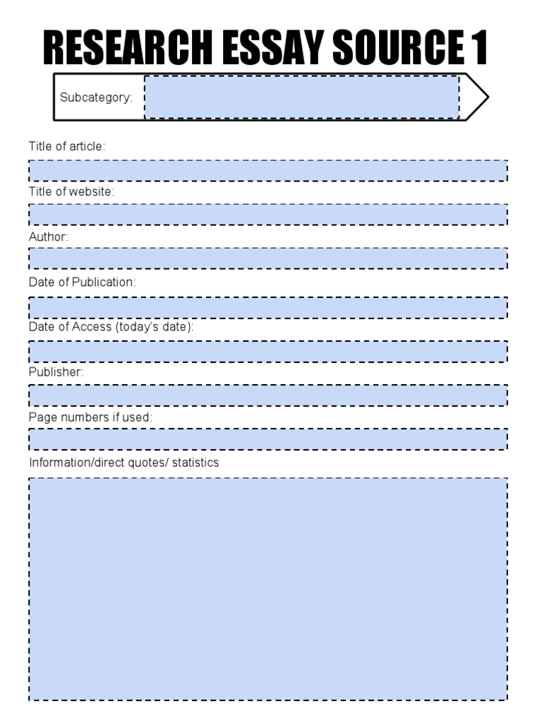 Research Essay Source Overview | PDF