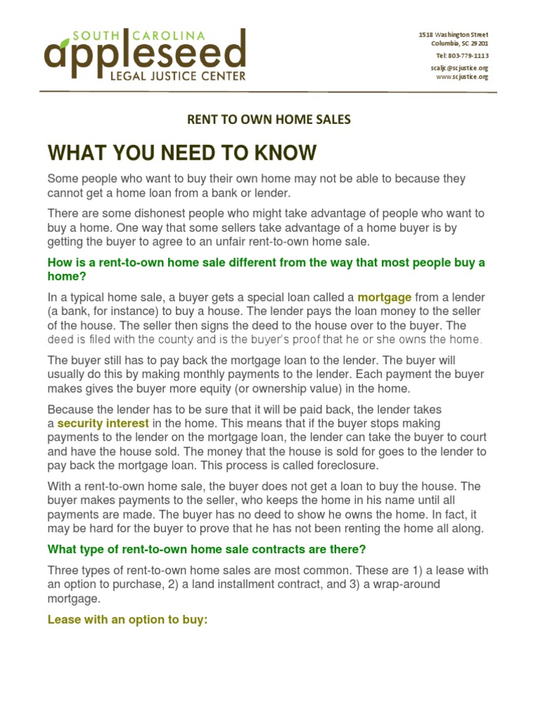 Rent To Own Brochures | PDF | Mortgage Loan | Loans