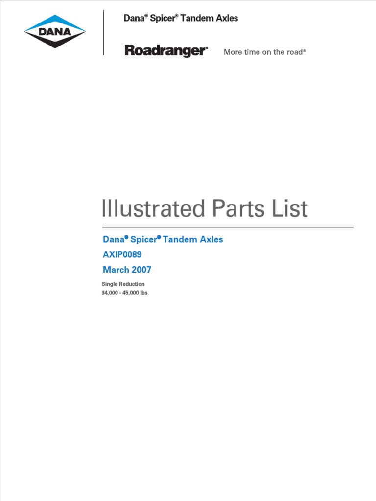 Illustrated Parts List Dana Spicer Tandem Axles PDF Property Law