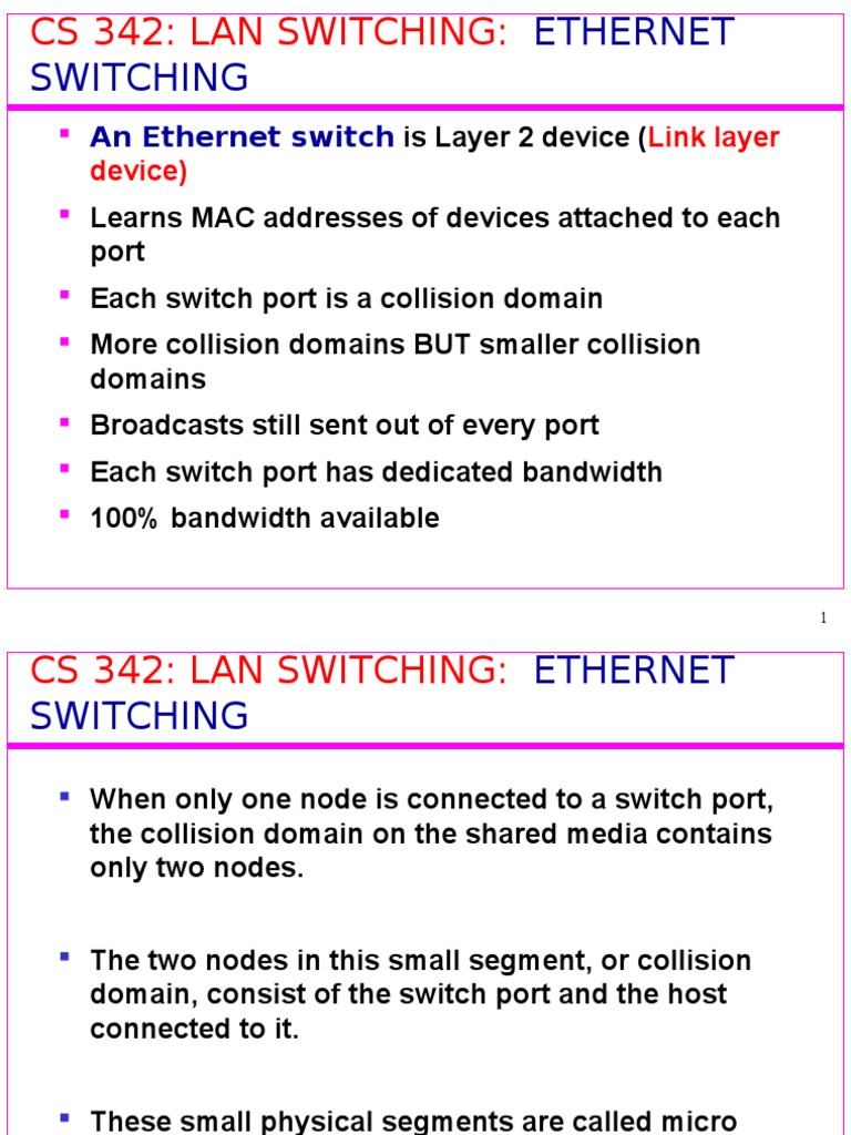 An Ethernet Switch: Link Layer Device) | PDF