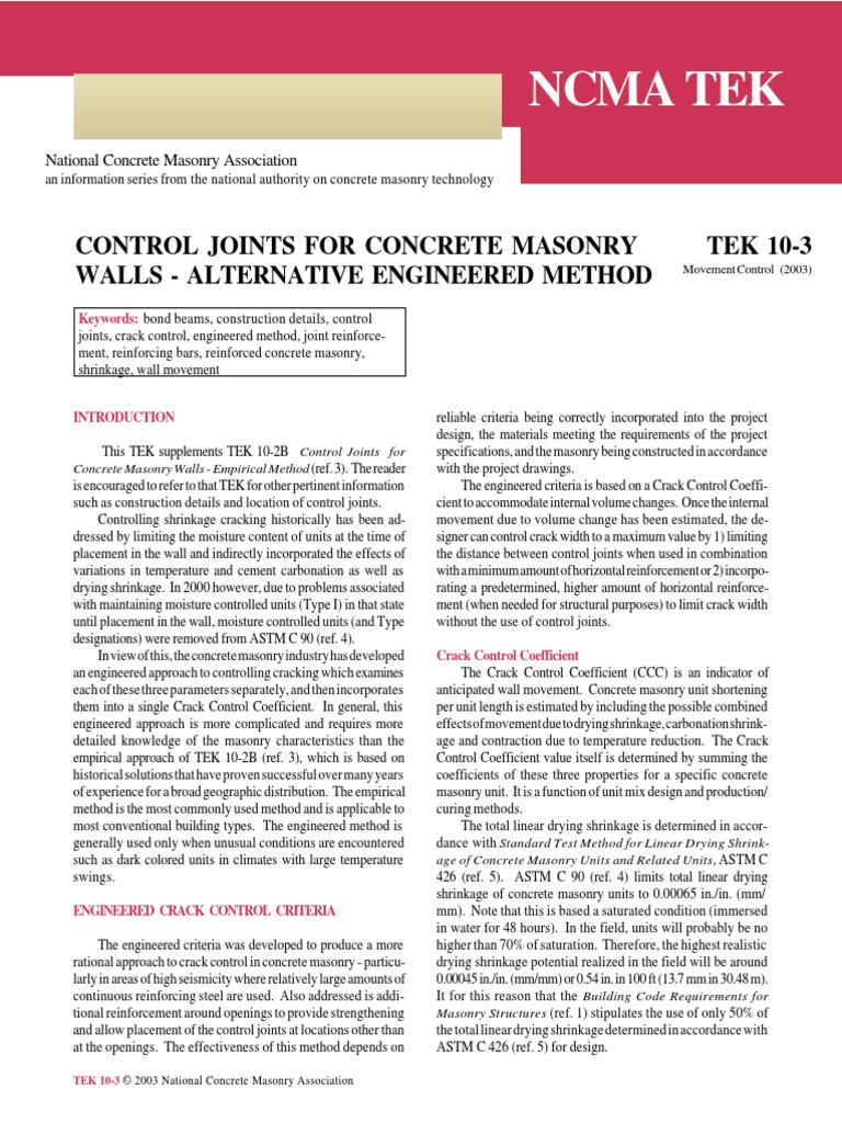 Tek 10-03 | PDF | Masonry | Concrete