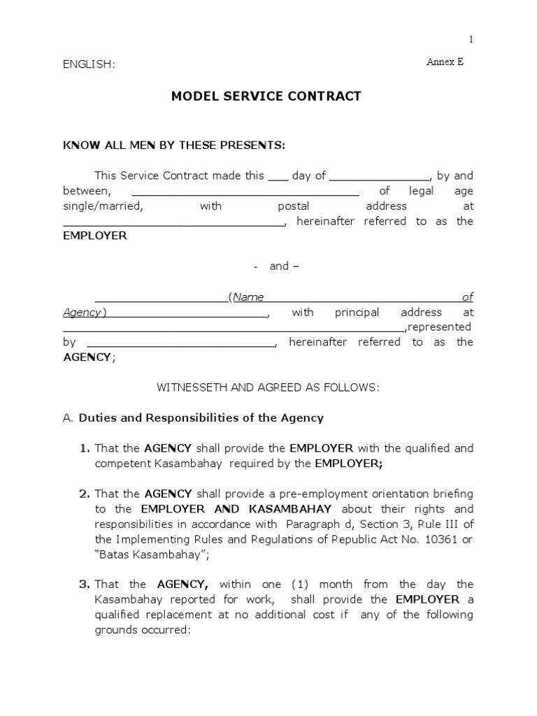 Sample of Employment Contact PT Eng | PDF | Employment | Fee