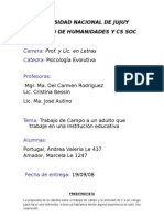 Trabajo de Campo n° 1 Entrevista a un adulto que trabaje en una institución educativa (2003-2007)