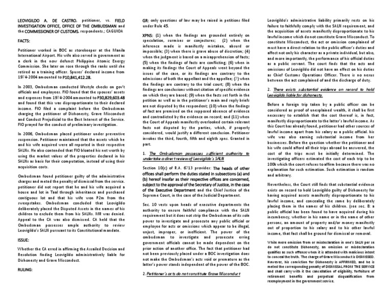 de Castro vs. Field Investigation Office, Office of The Ombudsman