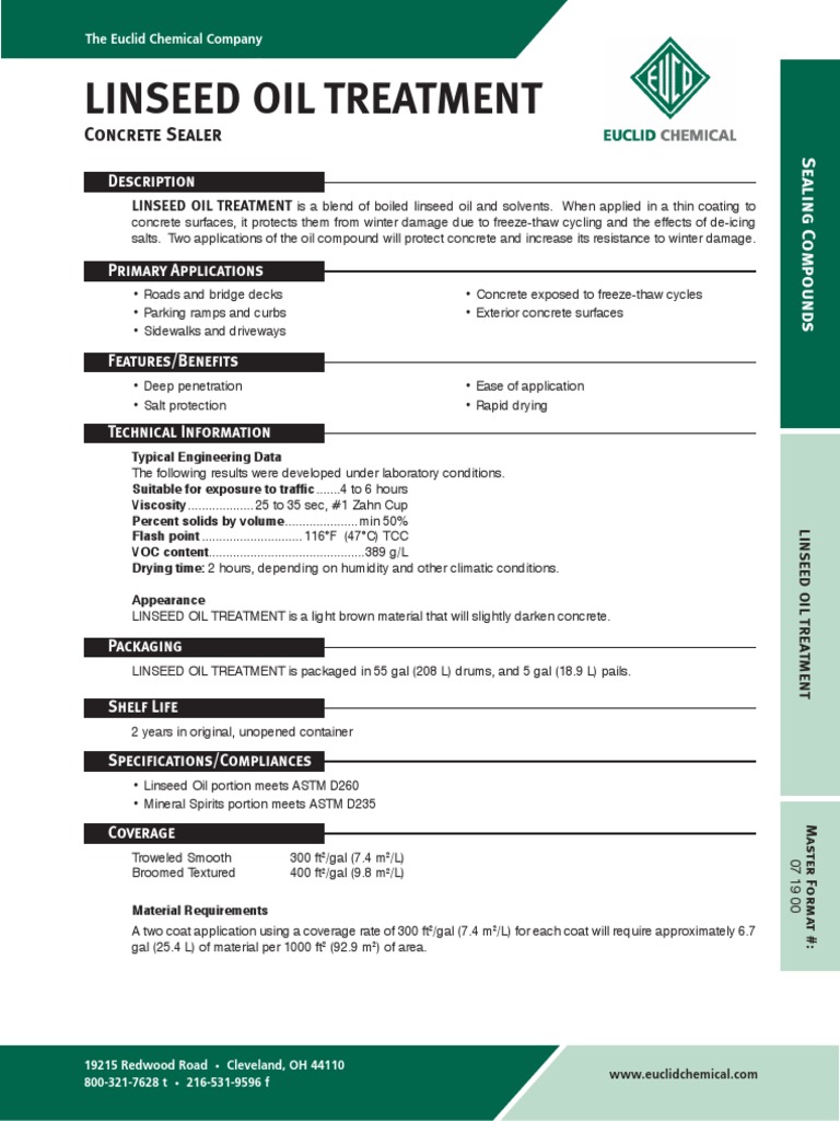 Linseed Oil Treatment PDF Oil Concrete