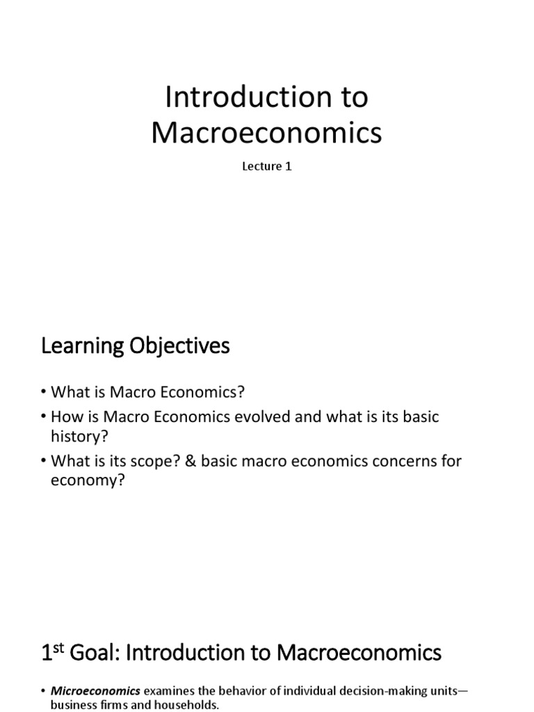Introduction To Macroeconomics Lecture 1 Download Free Pdf