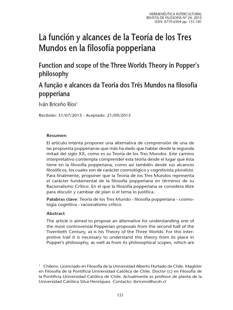 LA TEORIA DE LOS 3 MUNDOS DE POPPER Karl Popper Filosofía de la mente