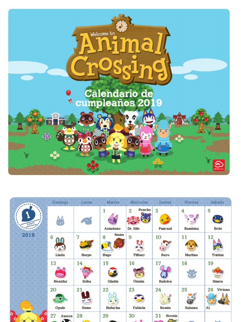 Animal Crossing Calendario de Cumpleanos 2019 ES PDF