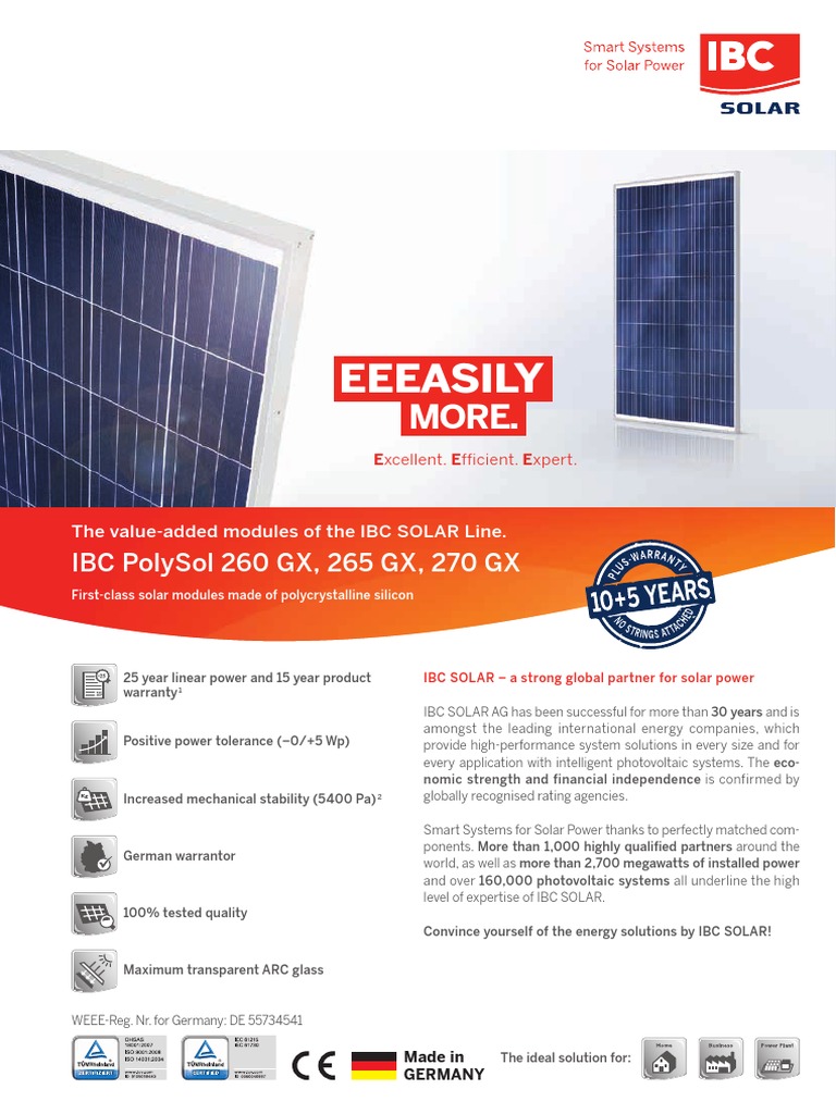 Ibc Polysol 270 GX en | PDF | Solar Power | Photovoltaic System