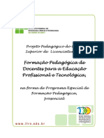 Licenciatura Em Formacao Pedagogica de Docentes Para a Educacao Profissional