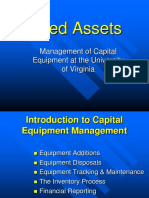 Fixed Assets: Management of Capital Equipment at The University of Virginia