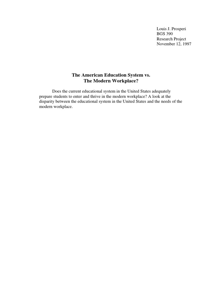 The American Education System Vs The Modern Workplace PDF
