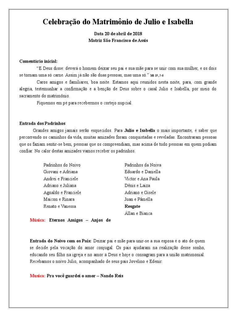 Celebração Do Matrimonial | PDF | Amor | Oração
