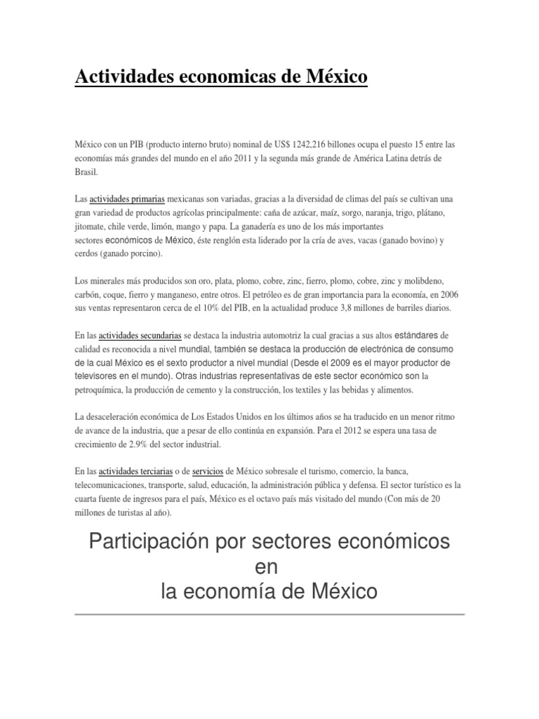 Actividades Económicas en México | PDF | Ciudad de México | México