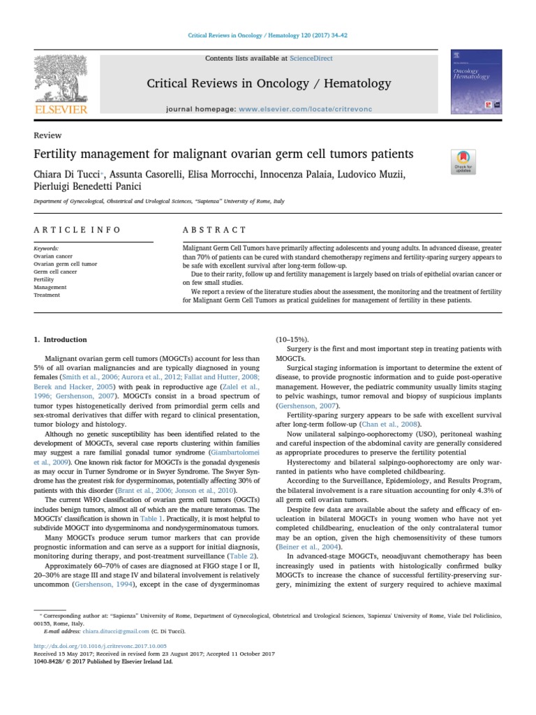 Critical Reviews in Oncology / Hematology | Download Free PDF | Ovarian ...