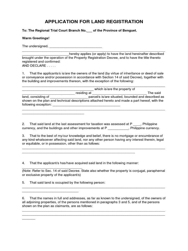 Petition For Original Land Registration PDF Notary Public Property