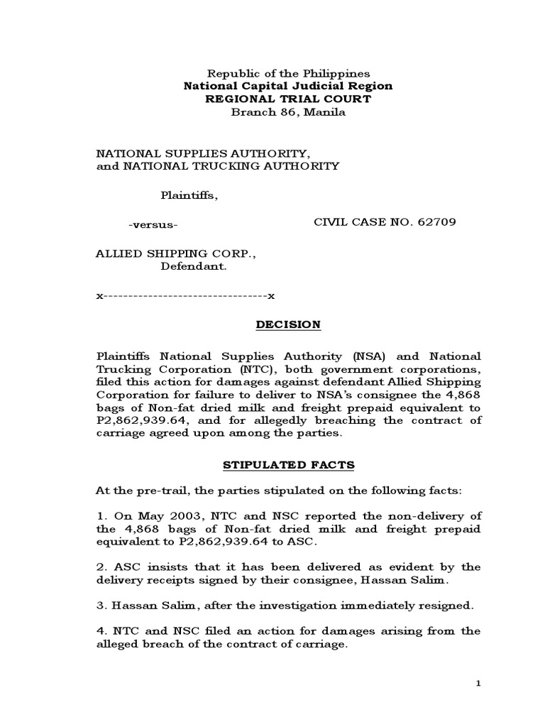 National Capital Judicial Region Regional Trial Court | PDF | Evidence ...