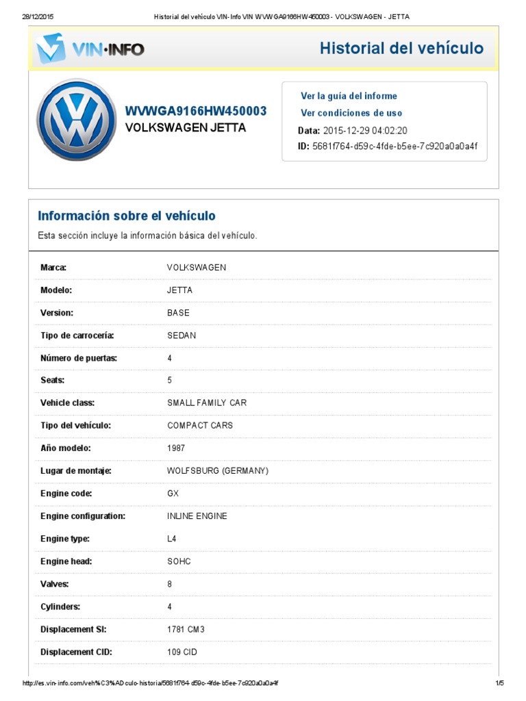 Historial Del Vehículo VinInfo Vin Wvwga9166hw450003 Volkswagen
