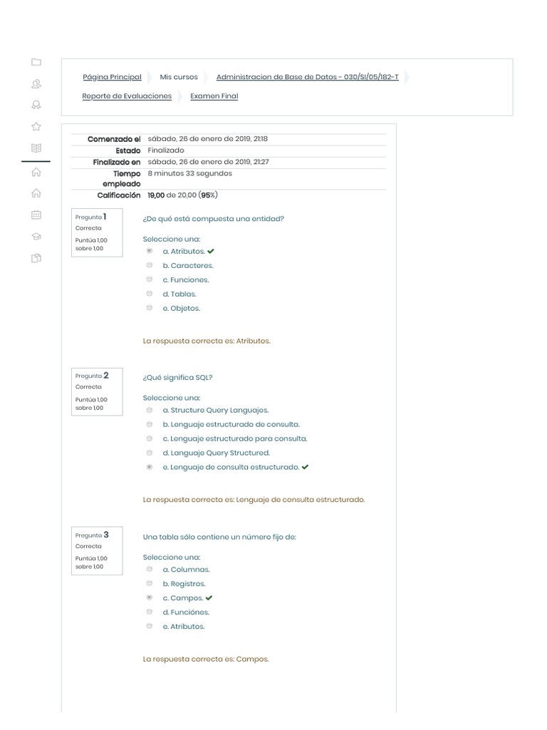 Examen Final de Administración de Bases de Datos | PDF | SQL | Bases de ...