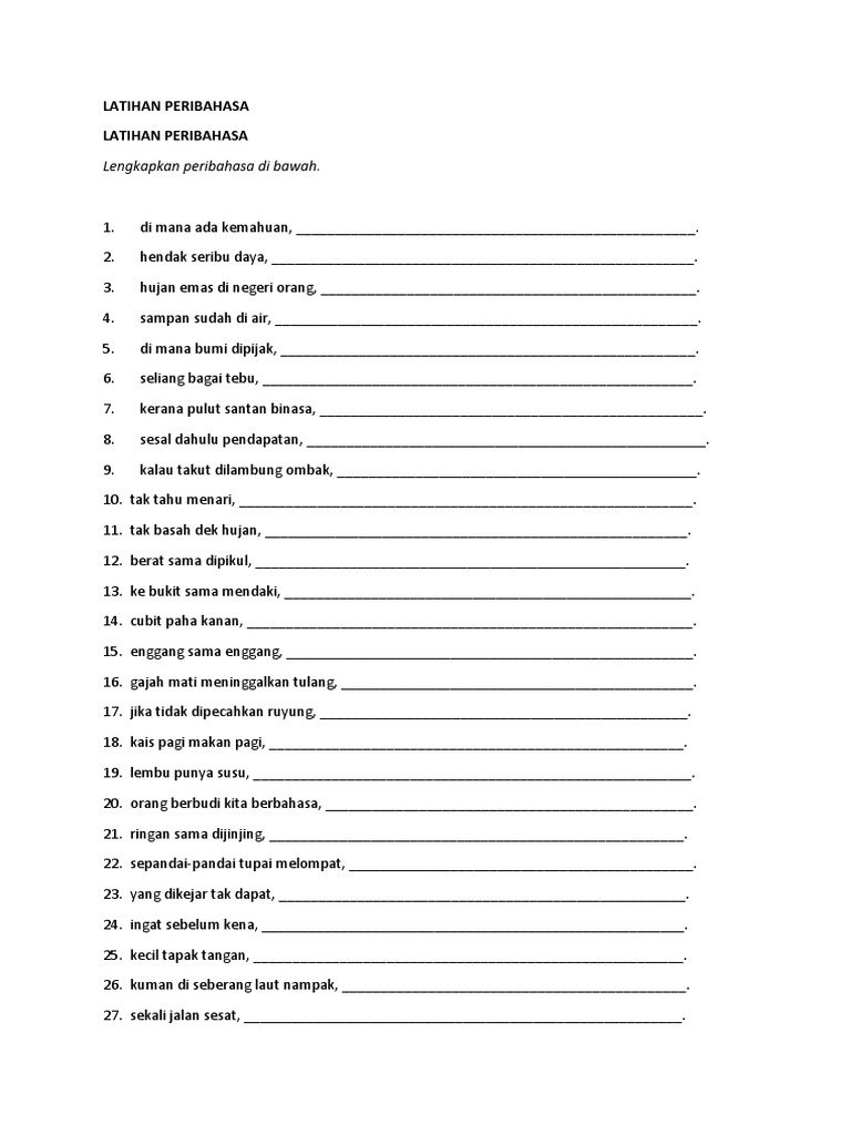 Latihan Peribahasa Pdf