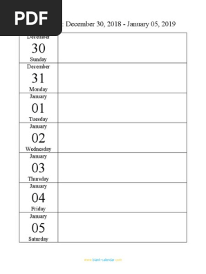 Weekly Calendar 2019 Template 03