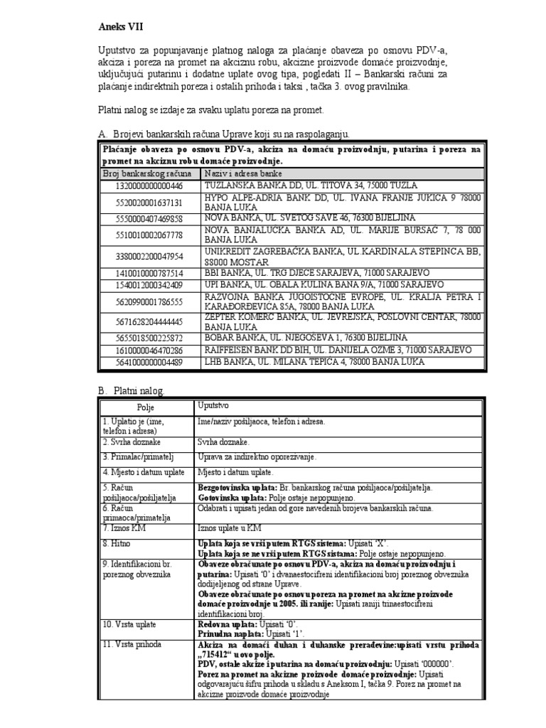 Upustvo Za Plaćanje PDV PDF | PDF