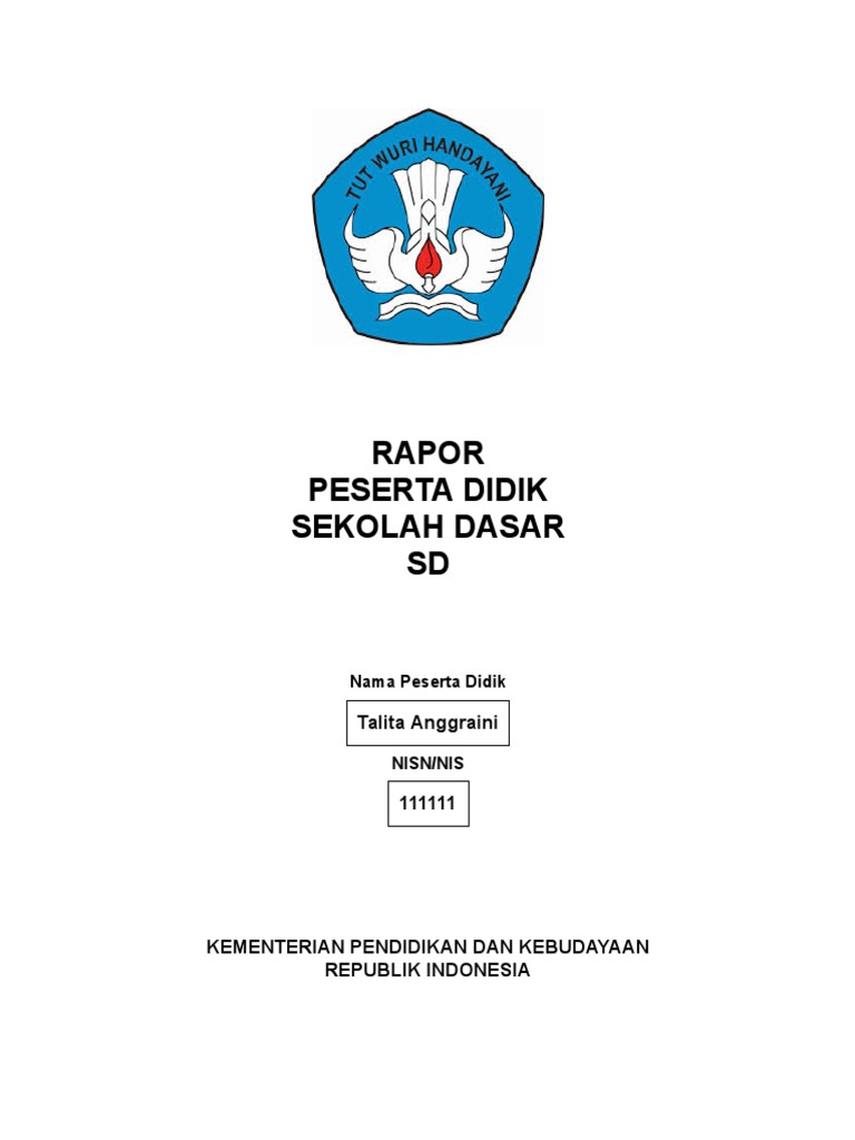 Contoh Rapor Peserta Didik SD | PDF