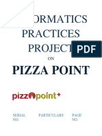 Pizza Point Informatics Project Database Design