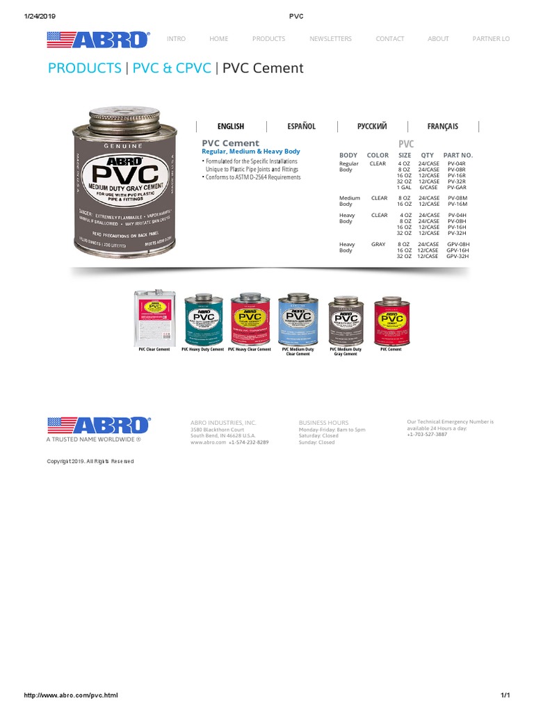 Abro PVC Cement PDF