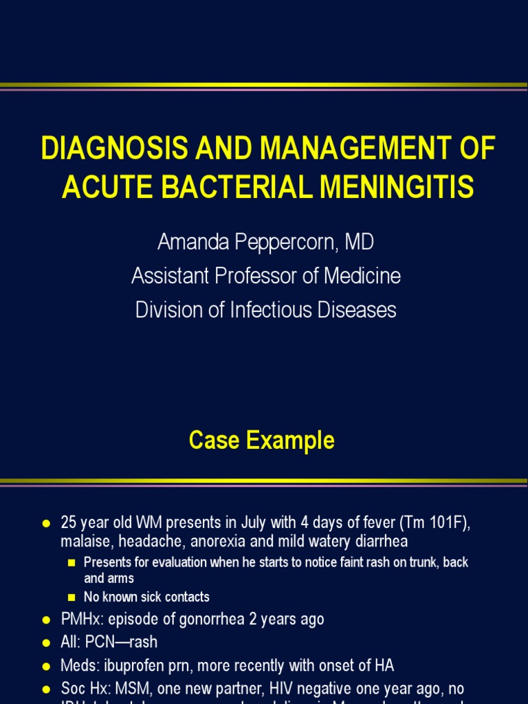 Diagnosis and Management of Acute Bacterial Meningitis | PDF ...