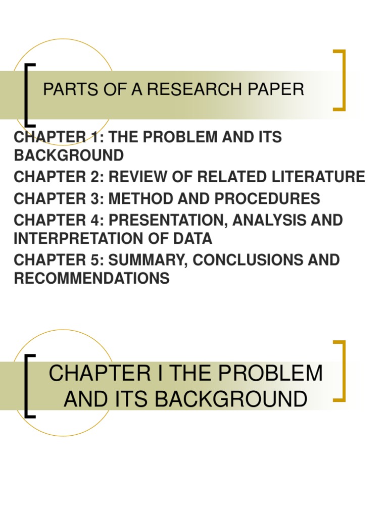 different parts of research paper and their definition