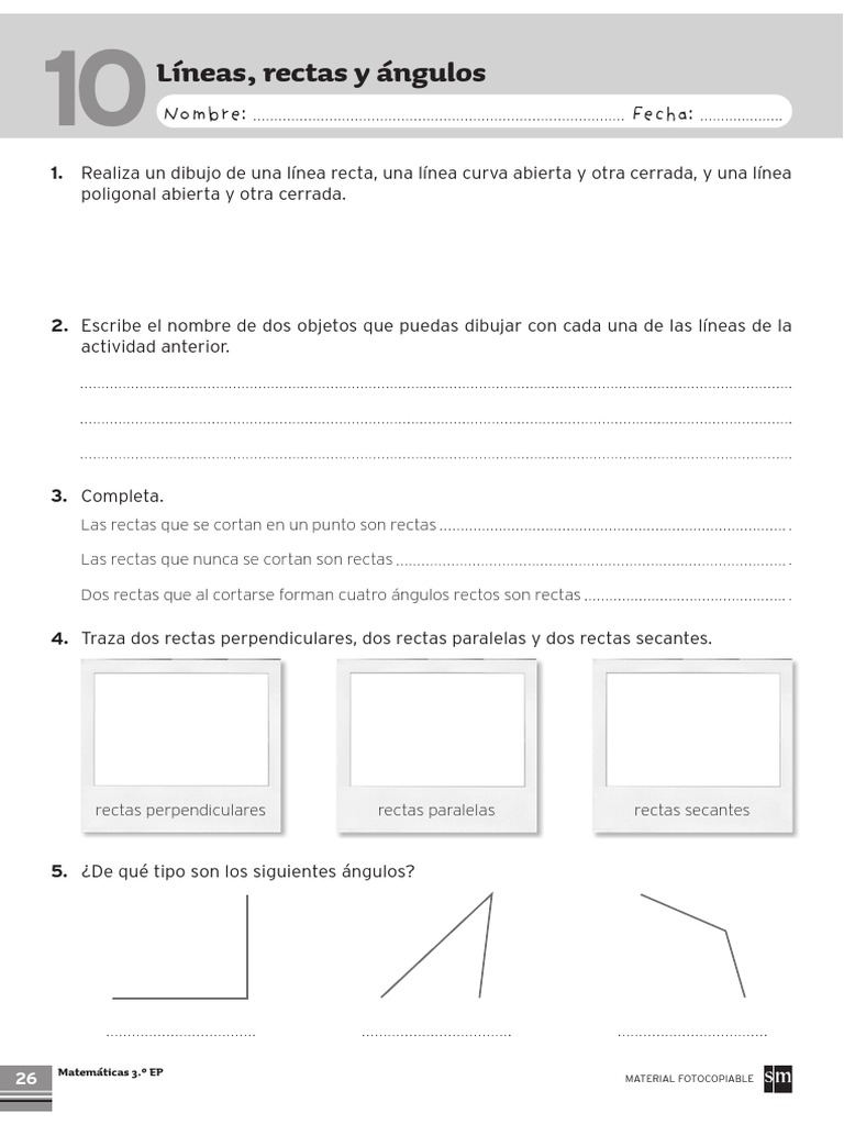 Matematicas Tema 10 Lineas, rectas y angulos 3º Primaria Sm ...