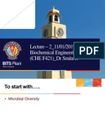 Lecture - 2 - 11/01/2019 Biochemical Engineering (CHE F421) - DR Smita R