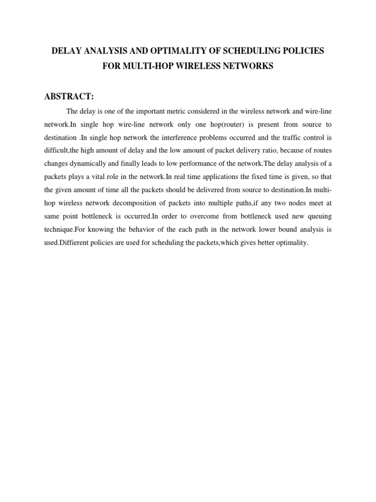 Delay Analysis and Optimality of Scheduling Policies For Multi-Hop ...