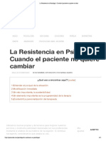 La Resistencia en Psicología - Cuando El Paciente No Quiere Cambiar