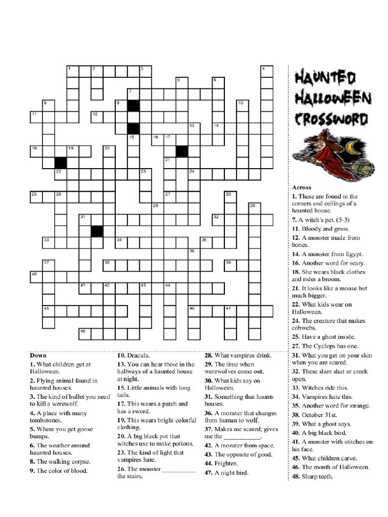 Halloween crossword advanced | pdf
