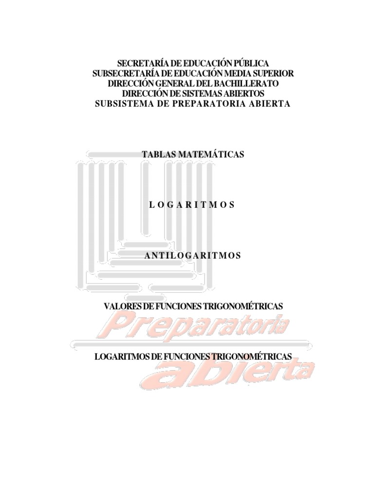 Tablas de Logaritmos y Antilogaritmos PDF