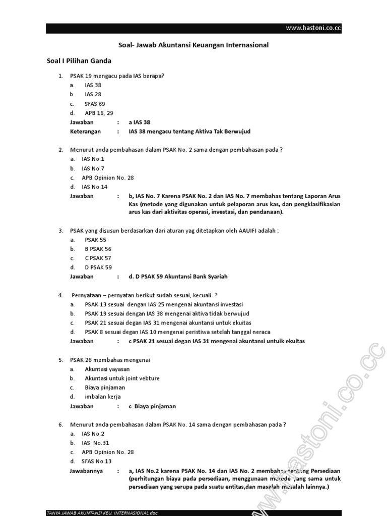 Tanya Jawab Akuntansi Keuangan Internasional