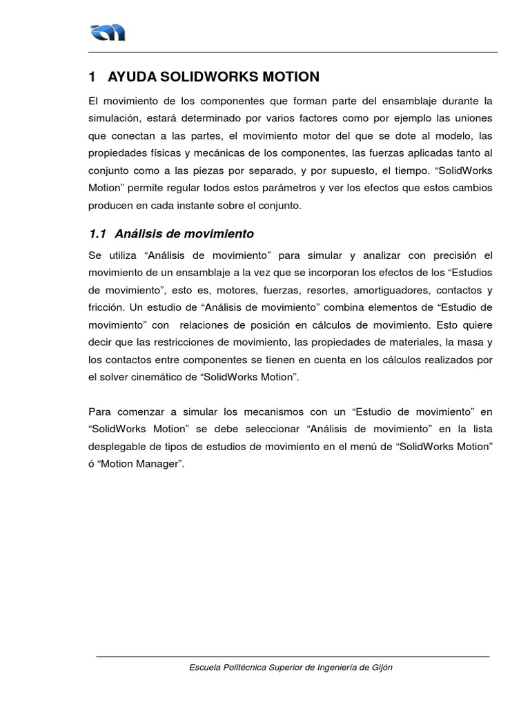 Ayuda Solidworks Motion | PDF | Movimiento (física) | Fricción