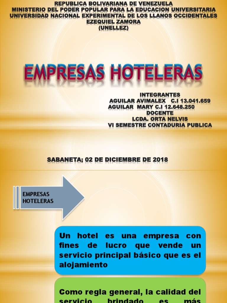 Diapositiva Empresa Hotelera PDF Hotel Contabilidad