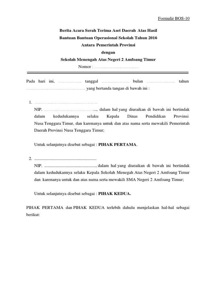 Contoh Berita Acara Serah Terima Dana Hibah Contoh Contoh Surat Lengkap 2020